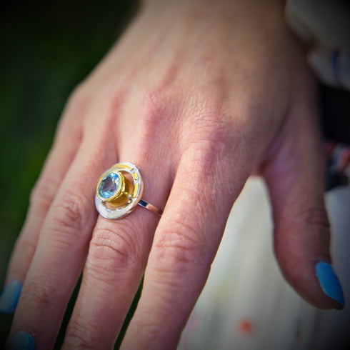 Elodie Ring in Silver Gold & various gemstones